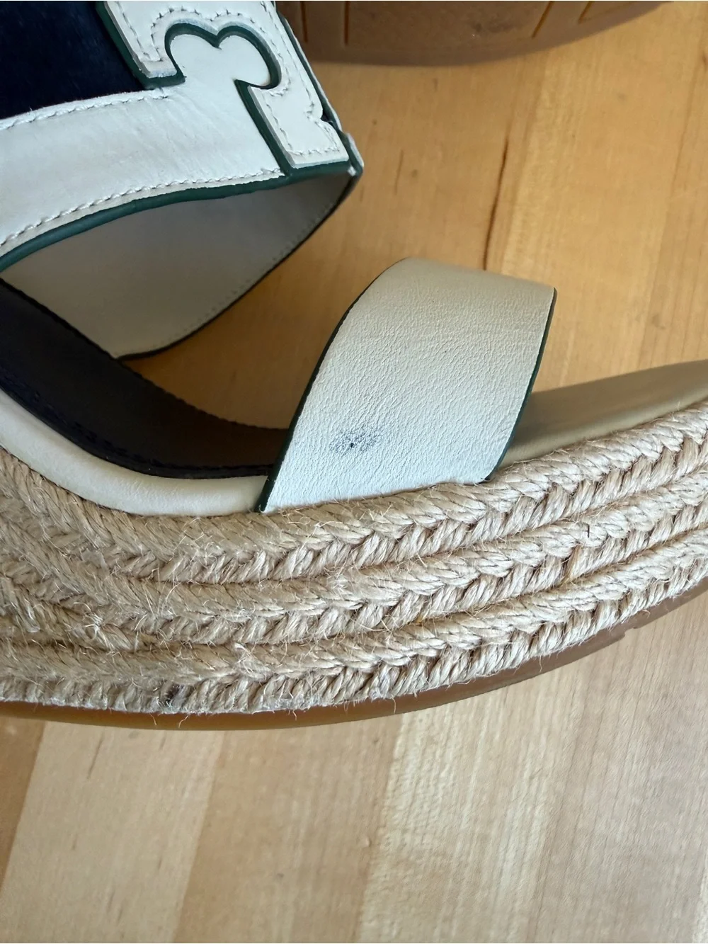 Tory Burch Sandals Ines Wedge Leather & Suede Espadrilles Size 10 *VGUC*